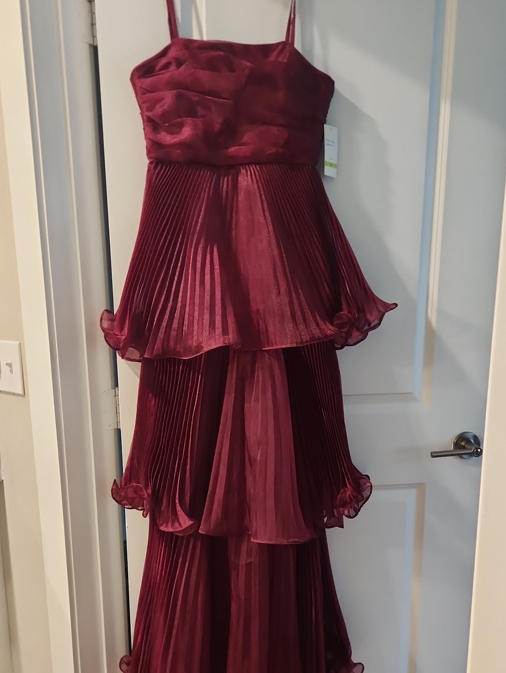 NWT Burgundy Tiered Pleated Formal Dress